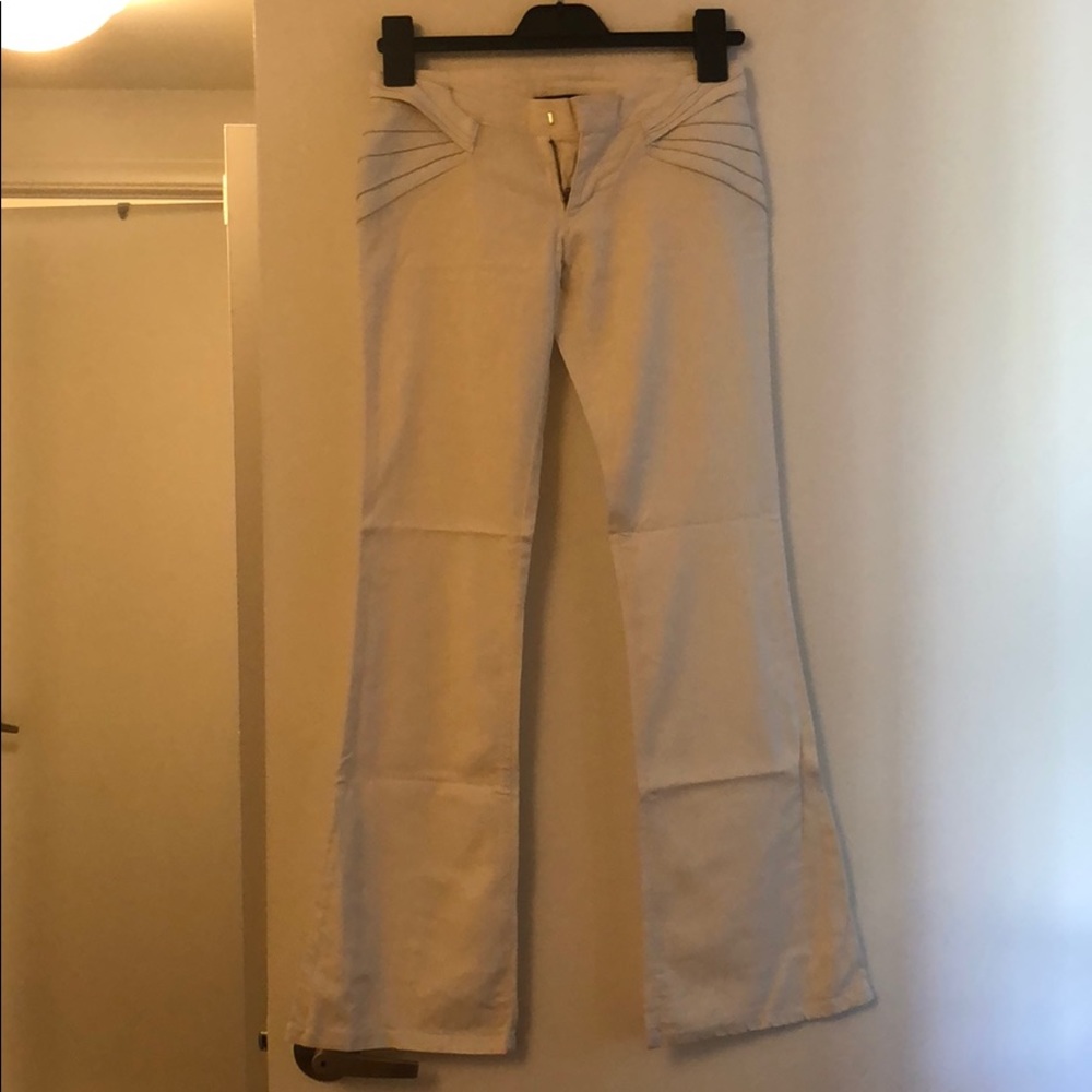 Nice linen and leather pants white
